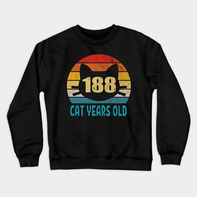 188 Cat Years Old Retro Style 43rd Birthday Gift Cat Lovers Crewneck Sweatshirt by Blink_Imprints10
